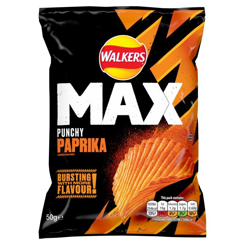 Walkers Max Paprika Crisps  24 x 50g